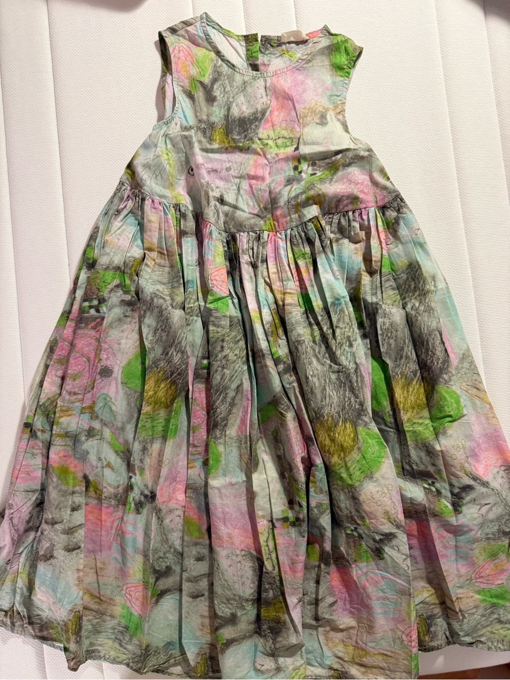 Girl’s Sleeveless Monet Garden Colored Floral Print Skirt